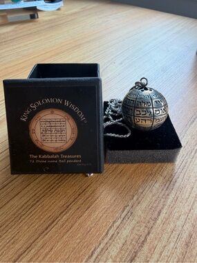 King Solomon Wisdom 925 Sterling Silver Kabbalah 72 Divine Names Ball Pendant